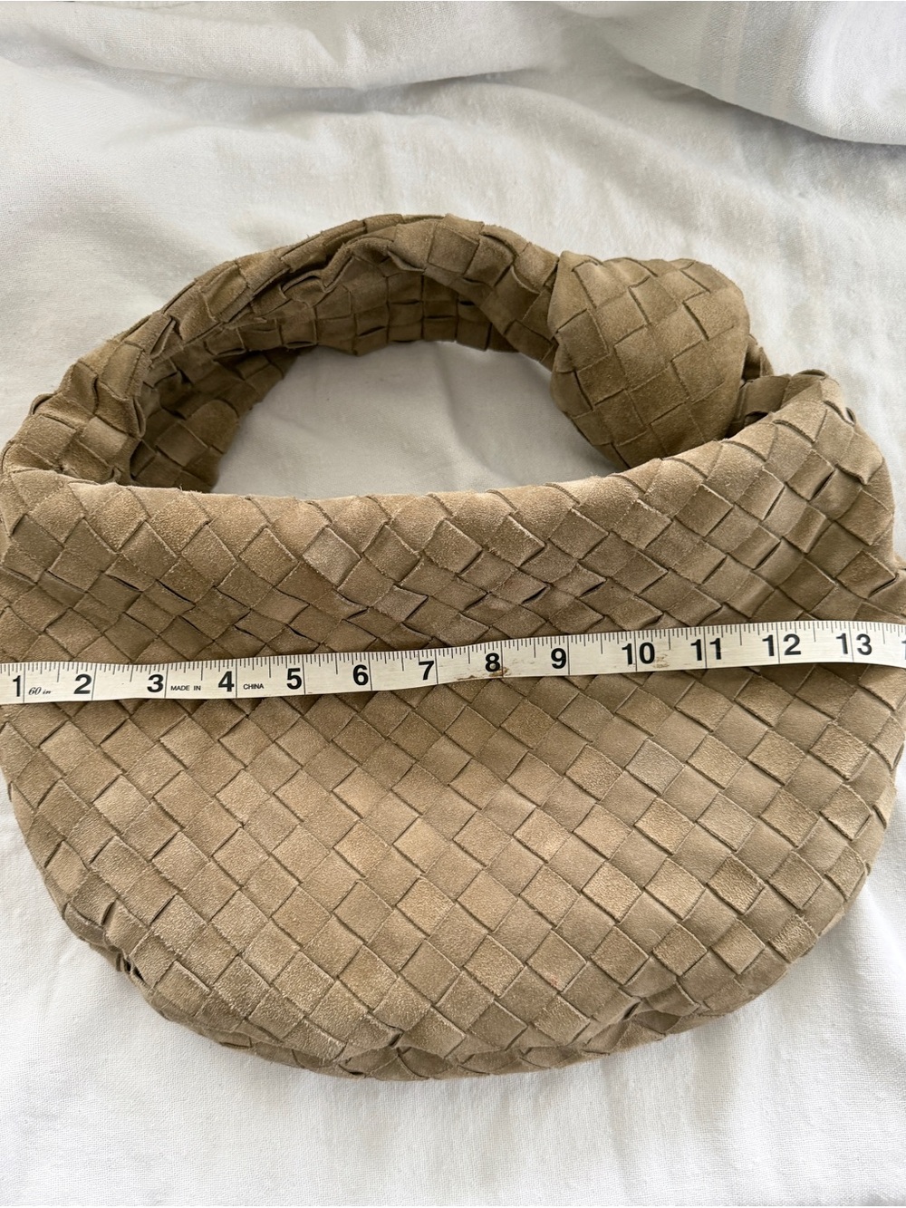 Bottega Veneta Tan Intrecciato Suede Shoulder Bag - Picture 7 of 14